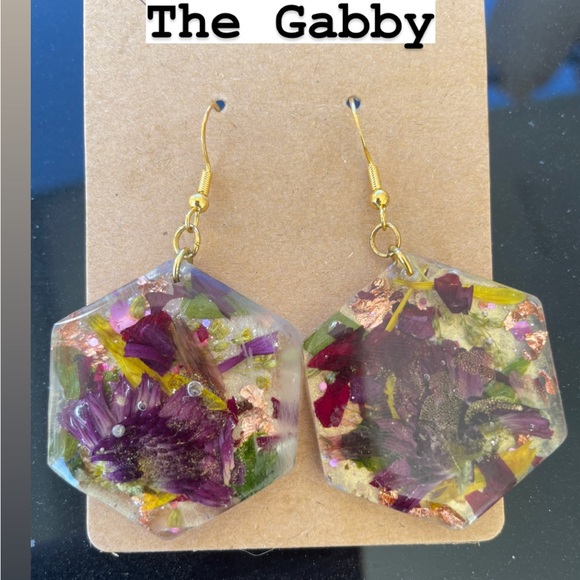 #103 Medium Pressed Flower Earrings - Picture 16 of 17